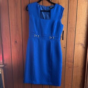 Cobalt Blue Belted Midi Dress NWT